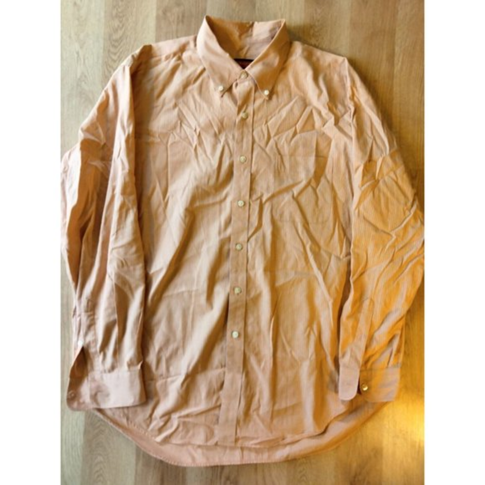 Austin Reed London Orange And‎ White Striped Men's Button Down Shirt Size XL